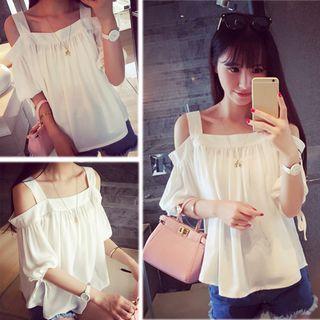 Off-shoulder Strap Chiffon Top