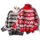 Turtleneck Christmas Jacquard Sweater