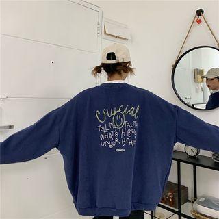 Long-sleeve Smile Print Oversize Sweatshirt