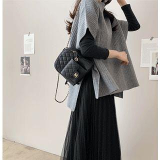 Reglan-sleeve Ribbed Knit Top