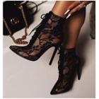 Lace High Heel Short Boots