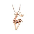 Cute Deer Pendant With Mixed Color Cubic Zircon And Necklace