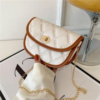 Contrast Trim Quilted Faux Leather Crossbody Bag