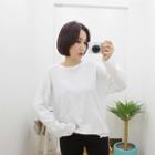Round-neck Plain T-shirt White - One Size