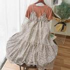 Set: Short-sleeve T-shirt +strappy A-line Dress