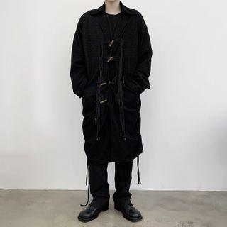 Toggle-button Oversize Drawstring Long Coat