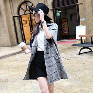 Short-sleeve Check Buttoned Jacket
