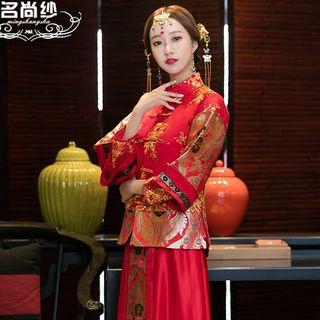 Embroidered Long-sleeve Wedding Cheongsam