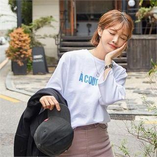 3/4-sleeve Letter-printed T-shirt