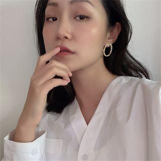 925 Sterling Silver Hoop Earring Stud Earring - 1 Pair - S925 Silver Stud - Gold - One Size