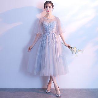 Embroidered A-line Bridesmaid Dress