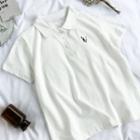 Short-sleeve Dog Embroidered Polo Shirt