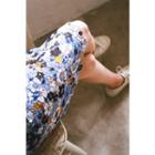 Scallop-hem Floral H-line Skirt