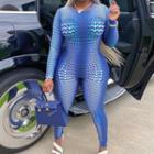 Long-sleeve Patterned Jumpsuit