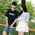 Couple Layered-hem Printed T-shirt