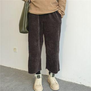 Cropped Wide-leg Corduroy Pants
