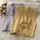Open Tie-back Crop Knit Vest In 5 Colors