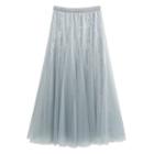 Lace Mesh Midi A-line Skirt