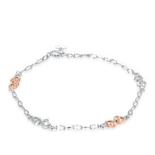 14k/585 Rose White Gold Diamond Cut Infinity Bracelet