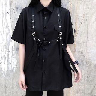 Short Sleeve Plain Shirt / Suspender