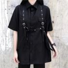 Short Sleeve Plain Shirt / Suspender
