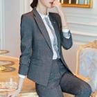 Set: Slim-fit Dress Pants + Single-buttoned Blazer