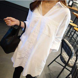 Long-sleeve Plain Oversized Top
