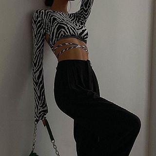 Open Back Long-sleeve Crop Top (various Design)
