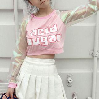 Cropped Holographic Sleeve T-shirt