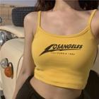 Lettering Cropped Camisole Top Yellow - One Size