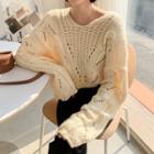 Perforated Oversized Cable-knit Top