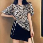 Short-sleeve Leopard T-shirt Leopard - White - One Size