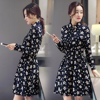 Long-sleeve Star-print Dress