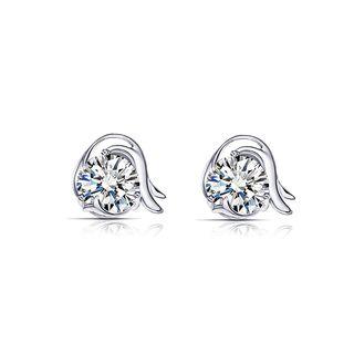 925 Sterling Silver Twelve Horoscope Capricorn Stud Earrings With White Cubic Zircon