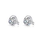 925 Sterling Silver Twelve Horoscope Capricorn Stud Earrings With White Cubic Zircon