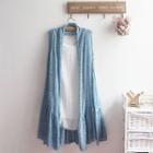 Set: Crinkled Sleeveless Top + Sleeveless Jacket