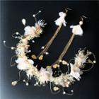 Set: Wedding Flower Headpiece + Fringed Earring As Shown In Figure - One Size