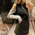 Off-shoulder Mock Two-piece Mini Dress / Top