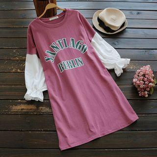Long-sleeve Panel Lettering Dress