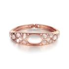 Fashion And Elegant Plated Rose Gold Geometric Bangle With Cubic Zircon And Chrysoberyl Cat Eye Opal Rose Gold - One Size