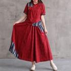 Set: Floral Short-sleeve Hanfu Blouse + Skirt