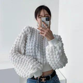 Embossed Cropped Sweatshirt