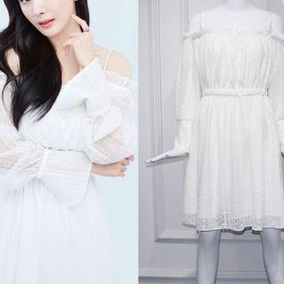 Long-sleeve Cold Shoulder Lace Dress