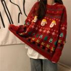 Long-sleeve Christmas Printed Knit Sweater
