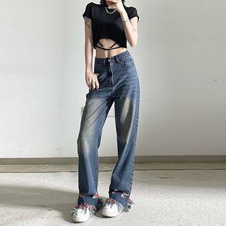 Cut-out Plain Cropped T-shirt