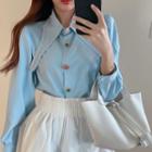 Pearl-trim Puff-sleeve Pointy Shirt