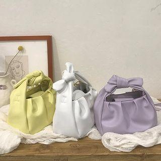 Knot Top-handle Shirred Crossbody Bag