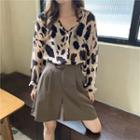 Puff-sleeve Cow Print Blouse / Dress Shorts