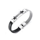 Fashion Creative Geometric 316l Stainless Steel Black And White Asymmetric Leather Bracelet Silver - One Size