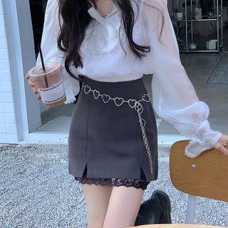 Lace Trim Blouse / Mini Pencil Skirt / Tank Top
